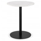 Petite table bistrot ronde 'TOMY' en pierre blanche effet marbre et métal noir - Ø 60 cm