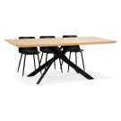 Table à diner avec pied central en x 'WALABY' en bois finition naturelle - 200x100 cm