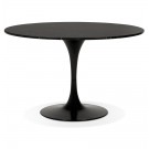 Table à dîner ronde 'WITNEY' en pierre noire effet marbre et métal noir - Ø 120 cm