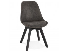 Chaise en microfibre grise 'AXEL' avec structure en bois noir