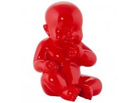 Statue déco 'BABY' bébé assis en polyrésine rouge