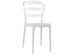 Chaise design 'BARO' blanche et transparente en matière plastique