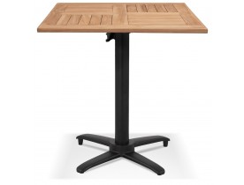 Table de terrasse carrée pliable 'BRUNELLA' en bois de Teck et métal noir - 70x70 cm