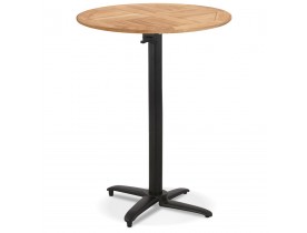 Table de bar ronde pliable 'BRUNELLA BAR' en bois de Teck et métal noir - Ø 70 cm