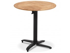 Table de terrasse ronde pliable 'BRUNELLA' en bois de Teck et métal noir - Ø 70 cm