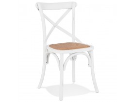 Chaise de cuisine rétro 'CHABLY' en bois blanc
