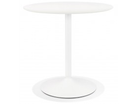 Table ronde design 'CHIVA' en bois et métal blanc - Ø 80 cm