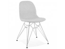 Chaise design 'DECLIK' grise claire avec pieds en métal chromé