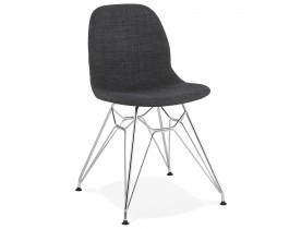 Chaise design 'DECLIK' grise foncée avec pieds en métal chromé