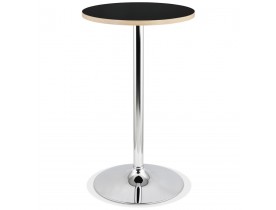 Table haute ronde 'ELIOT ROUND' noire avec un pied en métal chromé - Ø 60 cm