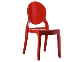Chaise médaillon 'ELIZA' rouge en matière plastique