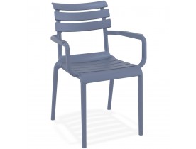 Chaise de jardin avec accoudoirs 'FLORA' gris foncé en matière plastique