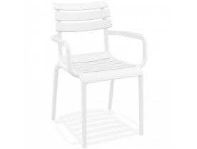Chaise de jardin avec accoudoirs 'FLORA' blanche en matière plastique