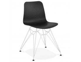 Chaise moderne 'GAUDY' noire avec pied en métal blanc