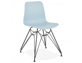 Chaise design 'GAUDY' bleue style industriel avec pied en métal noir