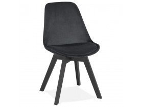 Chaise en velours noir 'JOE' avec structure en bois noir