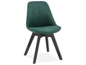 Chaise en velours vert 'JOE' avec structure en bois noir