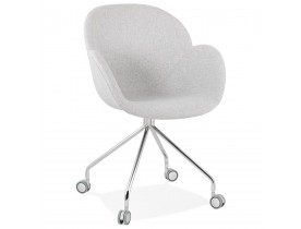 Chaise de bureau 'KEV' en tissu gris clair confortable sur roulettes