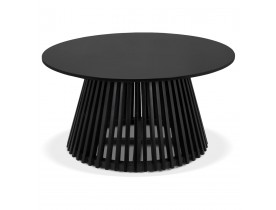 Table basse de salon ronde 'KWAPA' en bois Teck noir intérieur - Ø 80 cm
