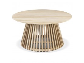 Table basse de salon ronde 'KWAPA' en bois Teck naturel intérieur - Ø 80 cm