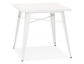 Petite table à dîner style industriel 'LALOU' blanche - 76x76 cm