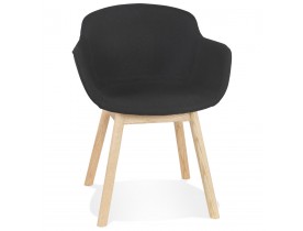 Chaise avec accoudoirs 'LAMBIC' en tissu noir et pieds en bois naturel