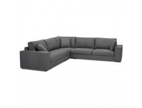 Grand canapé d'angle design 'LUCA CORNER' en tissu gris foncé