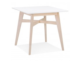 Table à diner carrée 'MAEVA' en bois blanc et finition naturelle - 80x80 cm