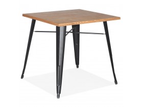 Table carrée style industriel 'MARCUS' en bois clair et pieds en métal noir - 76x76 cm