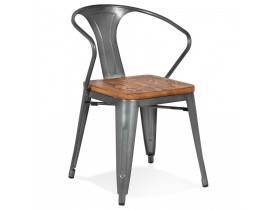 Chaise style industriel 'METROPOLIS' en métal gris foncé - commande par 2 pièces / prix pour 1 pièce