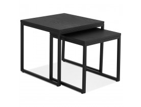 Set de 2 tables gigognes emboîtables style industriel 'MOMA' en bois et métal noir