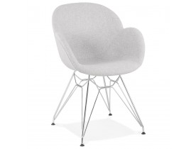 Chaise moderne 'ORIGAMI' en tissu gris clair avec pieds en métal chromé