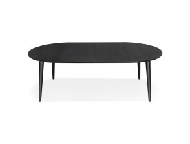 Table à dîner ronde extensible 'ORTENSIA' en bois noir - 120-220x120 cm