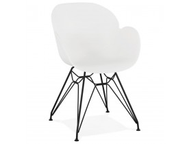 Chaise design 'SATELIT' blanche style industriel avec pieds en métal noir