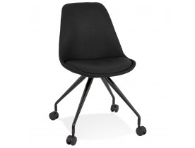 Chaise de bureau sur roulettes 'SNAP' en tissu noir avec structure en métal noir