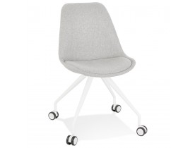 Chaise de bureau sur roulettes 'SNAP' en tissu gris avec structure en métal blanc