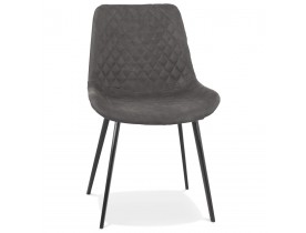 Chaise design 'TAICHI' en microfibre gris foncé et pieds en métal noir