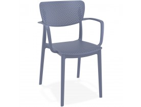 Chaise perforée avec accoudoirs 'TORINA' en matière plastique gris foncé