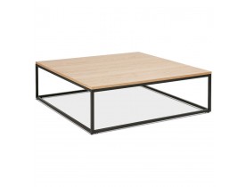 Grande table basse style industriel 'TRIBECA' en bois finition naturelle et métal noir