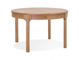 Table de salle à manger ronde extensible 'VINUS' en bois finition naturelle - Ø 120(180)x120 cm