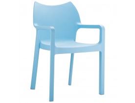Chaise design de terrasse 'VIVA' bleue en matière plastique