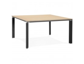 Table de réunion / bureau bench 'XLINE SQUARE' en bois finition naturelle et métal noir - 140x140 cm