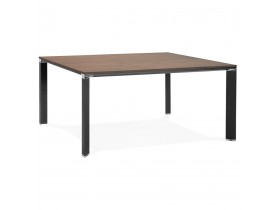 Table de réunion / bureau bench 'XLINE SQUARE' en bois finition Noyer et métal noir - 160x160 cm