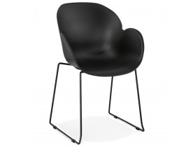 Chaise avec accoudoirs 'ZAKARY' noire avec pied en métal - intérieur /extérieur