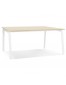 Table de réunion / bureau bench 'AMADEUS SQUARE' en bois finition naturelle et métal blanc - 140x140 cm