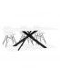 Table à diner design 'BIRDY' en verre blanc avec pied central en x noir - 200x100 cm