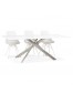 Table à diner design 'BIRDY' en verre blanc avec pied central en métal - 200x100 cm