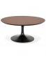 Table basse de salon ronde 'BUSTER MINI' en bois finition Noyer et pied en métal noir - Ø 90 cm