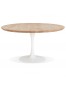Table à manger ronde 'CANOPY' en chêne massif avec pied central en métal blanc - Ø 140 cm