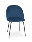 Chaise au style rétro 'CLARENCE' en velour bleu et pieds en métal noir - commande par 2 pièces / prix pour 1 pièce